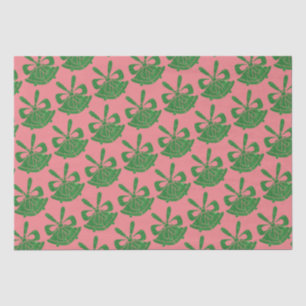 Green Glitter Bells on Pink Holiday  Tissue Paper