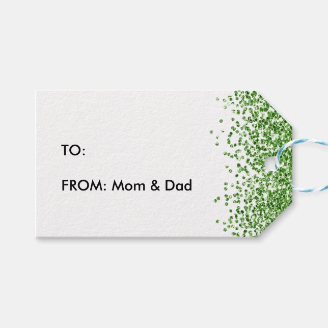 Green Glitter Bling Gift Tags (Front (Horizontal))