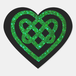 Green Glitter Celtic Heart Knot Stickers