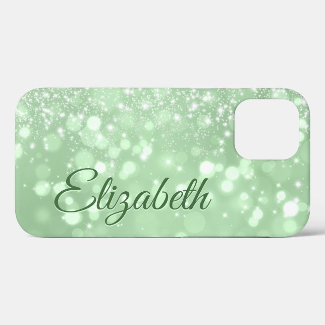 Green Glitter Chic Girly Name Case-Mate iPhone Case (Back (Horizontal))