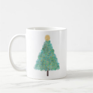 Green glitter christmas tree coffee mug