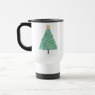 Green glitter christmas tree travel mug