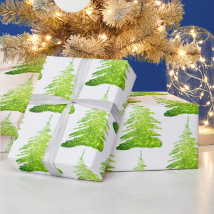 Green Glitter Christmas Tree Wrapping Paper