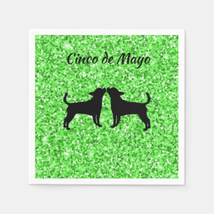 Green Glitter Cinco de Mayo Party Napkins