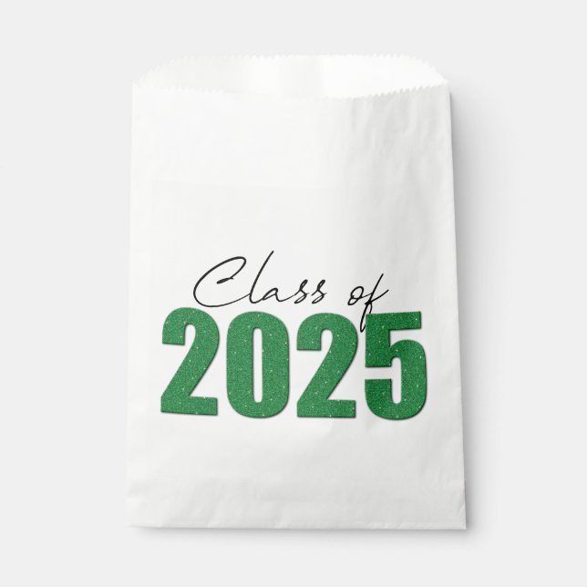 Green Glitter Class of 2025 Favour Bags (Front)