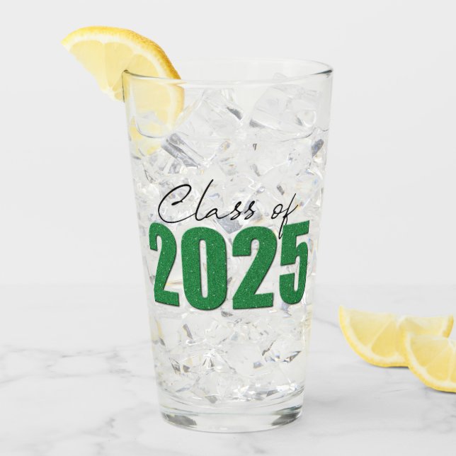 Green Glitter Class of 2025 Glass (Front Ice)