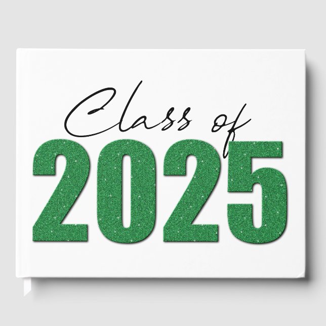 Green Glitter Class of 2025 Guest Book (Front)