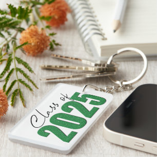 Green Glitter Class of 2025 Key Ring