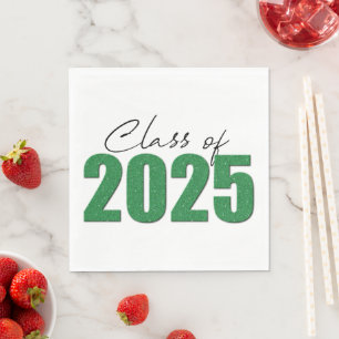 Green Glitter Class of 2025 Napkin