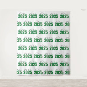 Green Glitter Class of 2025 Photo Backdrop Tapestry