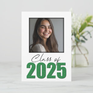 Green Glitter Class of 2025 Photo Open House Invitation