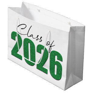 Green Glitter Class of 2026 Large Gift Bag