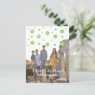 Green Glitter Confetti Holiday Photo Postcard