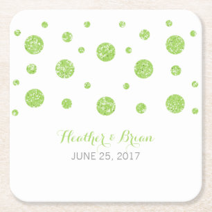 Green Glitter Confetti Paper Coasters