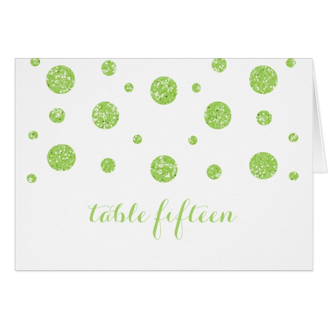 Green Glitter Confetti Table Number Card (Front Horizontal)