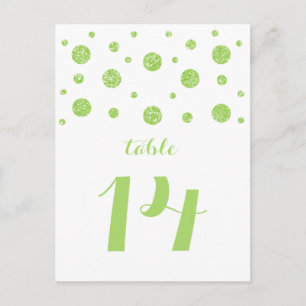 Green Glitter Confetti Table Number Postcard