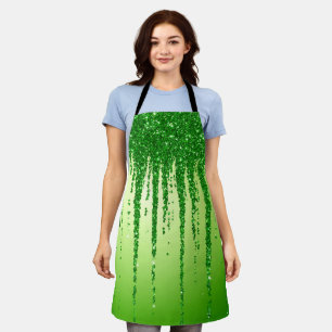 Green Glitter Drip Background With Sparkling Apron