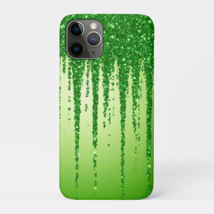 Green Glitter Drip Background With Sparkling iPhone 11 Pro Case