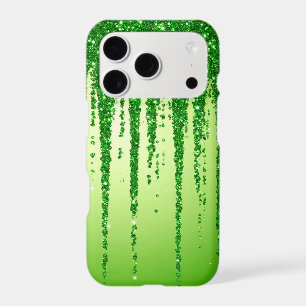 Green glitter drip with sparkling bokeh design