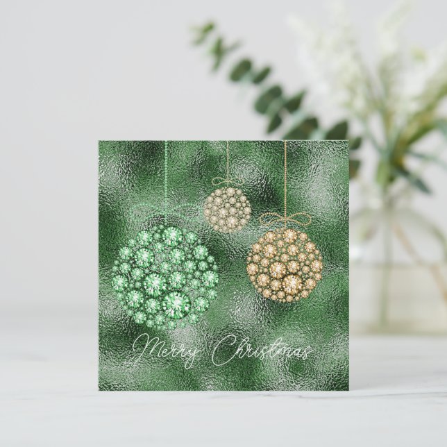 Green Glitter Elegant Christmas Party Invitation (Standing Front)