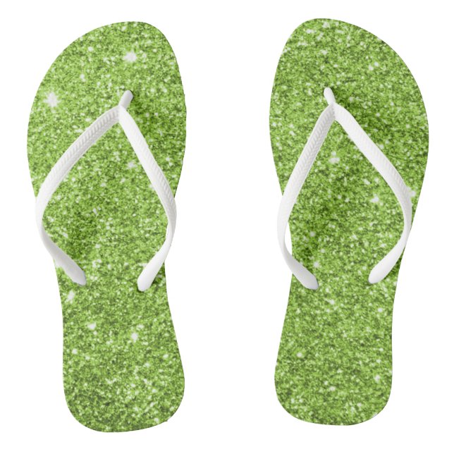 Green Glitter Flip Flops (Footbed)