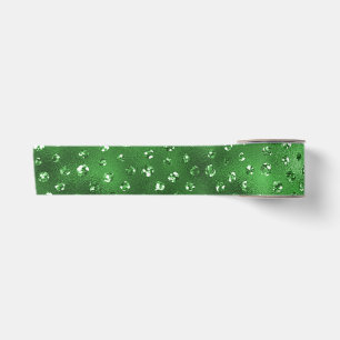 Green Glitter Glam Polka Dots Pattern Satin Ribbon