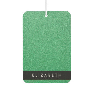Green Glitter, Glitter Background, Your Name Car Air Freshener