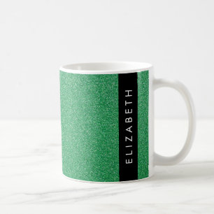 Green Glitter, Glitter Background, Your Name Coffee Mug