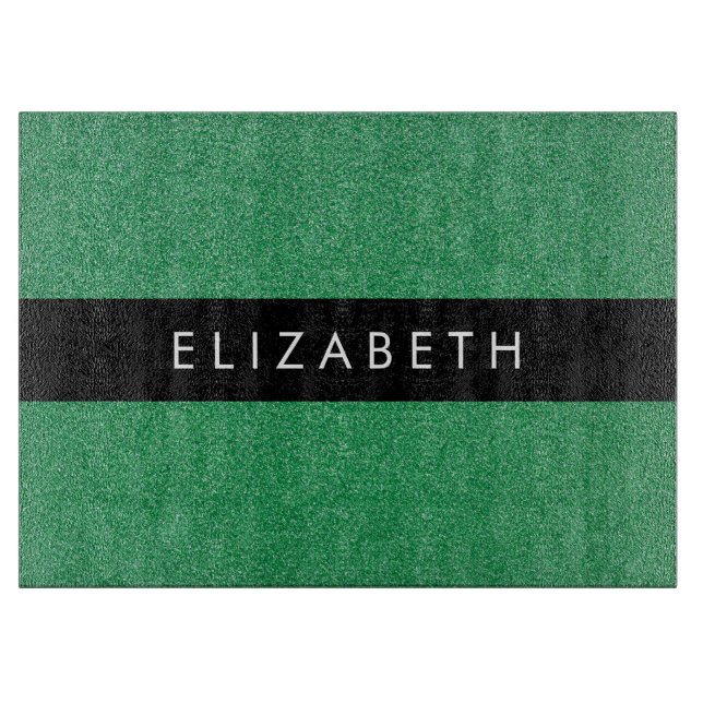 Green Glitter, Glitter Background, Your Name Cutting Board (Front)