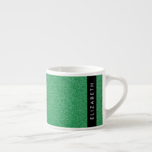Green Glitter, Glitter Background, Your Name Espresso Cup
