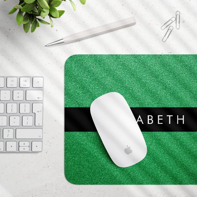 Green Glitter, Glitter Background, Your Name Mouse Mat (Creator Uploaded)