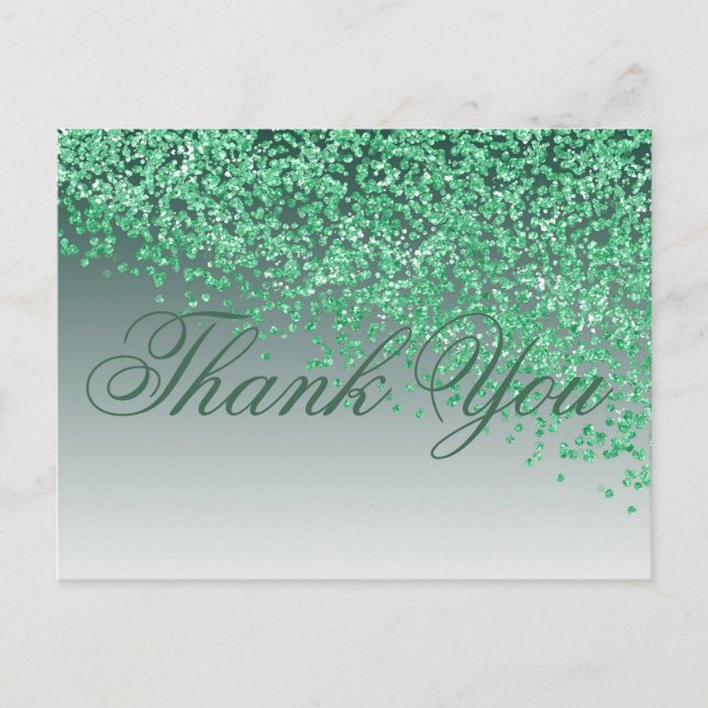Green Glitter Green Shades Thank You Postcard (Front)