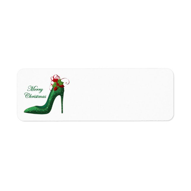 Green Glitter Heels Address Labels (Front)