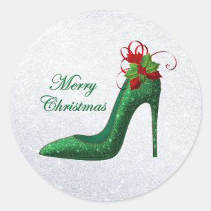 Green Glitter Heels Stickers