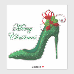 Green Glitter Heels Vinyl Sticker