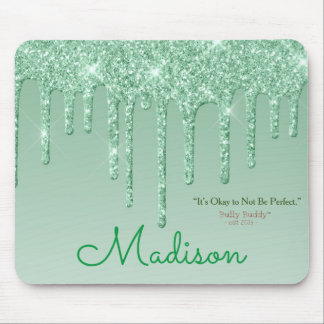 Green Glitter Inspirational Girly Mouse Mat