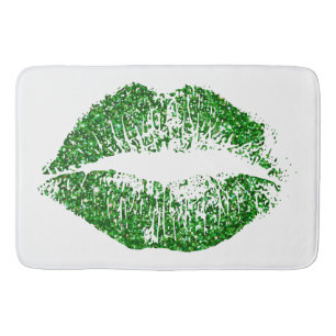 Green Glitter Lips #2 Bath Mat