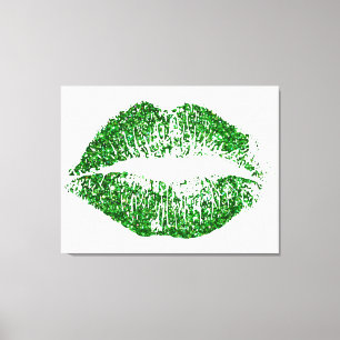 Green Glitter Lips #2 Canvas Print