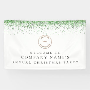 Green Glitter Logo Company Welcome Christmas Party Banner