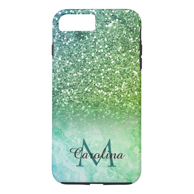 Green Glitter, Marble, Personalised Case-Mate iPhone Case (Back)