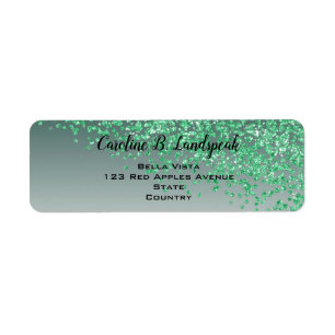 Green Glitter Modern Gradient Return Address