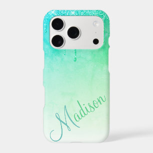 Green Glitter Ombré Glam Sparkles Name