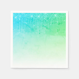 Green Glitter Ombré Glam Sparkles Pretty Party Napkin