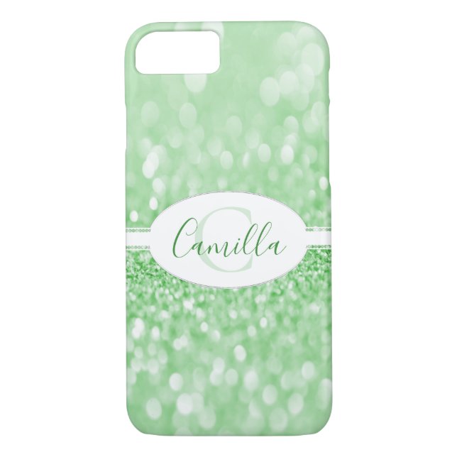 Green Glitter Personalise Case-Mate iPhone Case (Back)