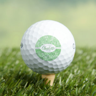 Green Glitter Personalise Golf Balls