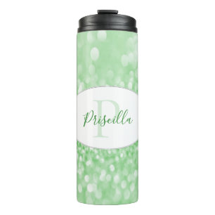 Green Glitter Personalise Thermal Tumbler