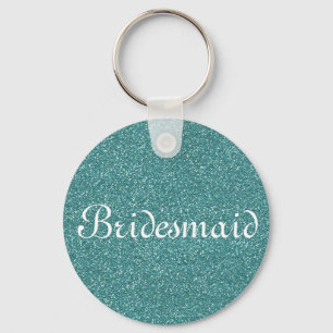 Green Glitter Personalised Bridesmaid Key Ring