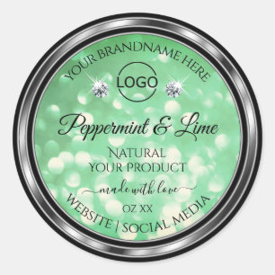 Green Glitter Product Labels Sparkle Diamonds Logo