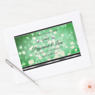 Green Glitter Product Labels Sparkle Diamonds Logo
