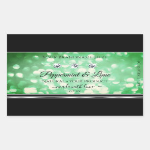 Green Glitter Product Labels with Sparkle Diamonds